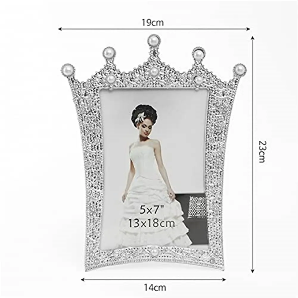 6 Inch/7 Inch Khung Hình Tinh Thể Trang Trí Đám Cưới Valentine Của Ngày Vương Miện Kim Cương Ngọc Trai Khung Ảnh Văn Phòng Nhà trang Trí