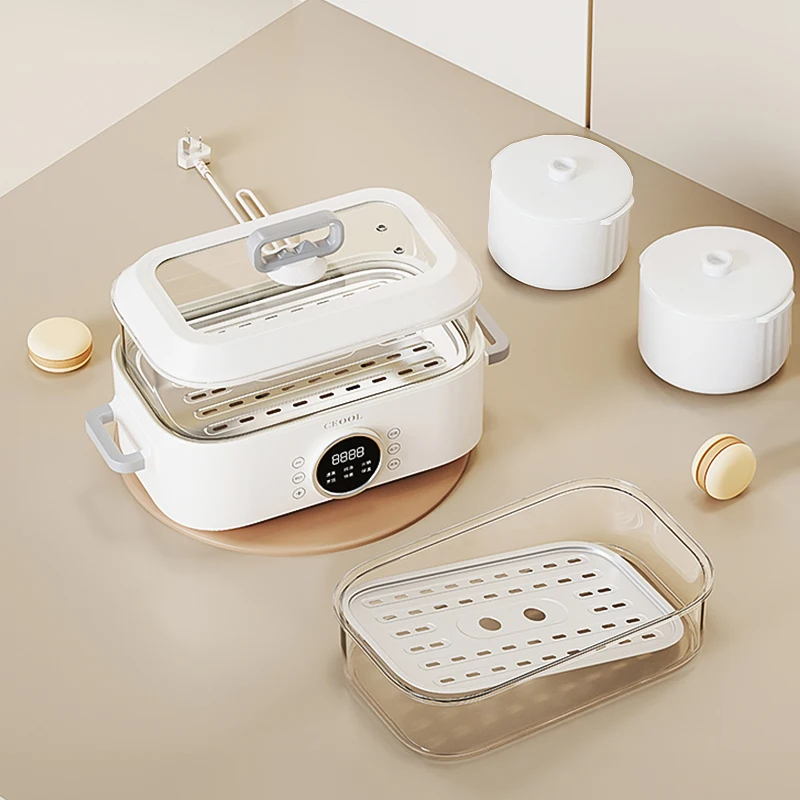 Vaporiera elettrica 3 in 1 da 10 litri - Pentola multifunzionale (vaporiera per alimenti per bambini, ristorante/uso domestico, riscaldamento rapido, senza BPA)