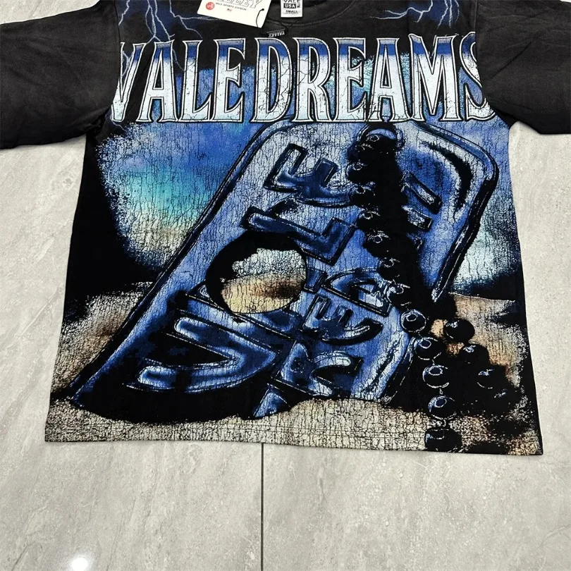 Camiseta de manga corta a la moda de Vale Dreams de buena calidad, camisetas americanas de calle alta para hombre, camisetas Vintage de VALLEY para mujer