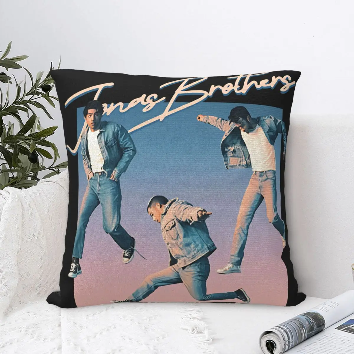 Jonas Brothers Music Pillow Cases Cushion Covers Novelty Zipper Decor Pillowcase for Home 45*45cm
