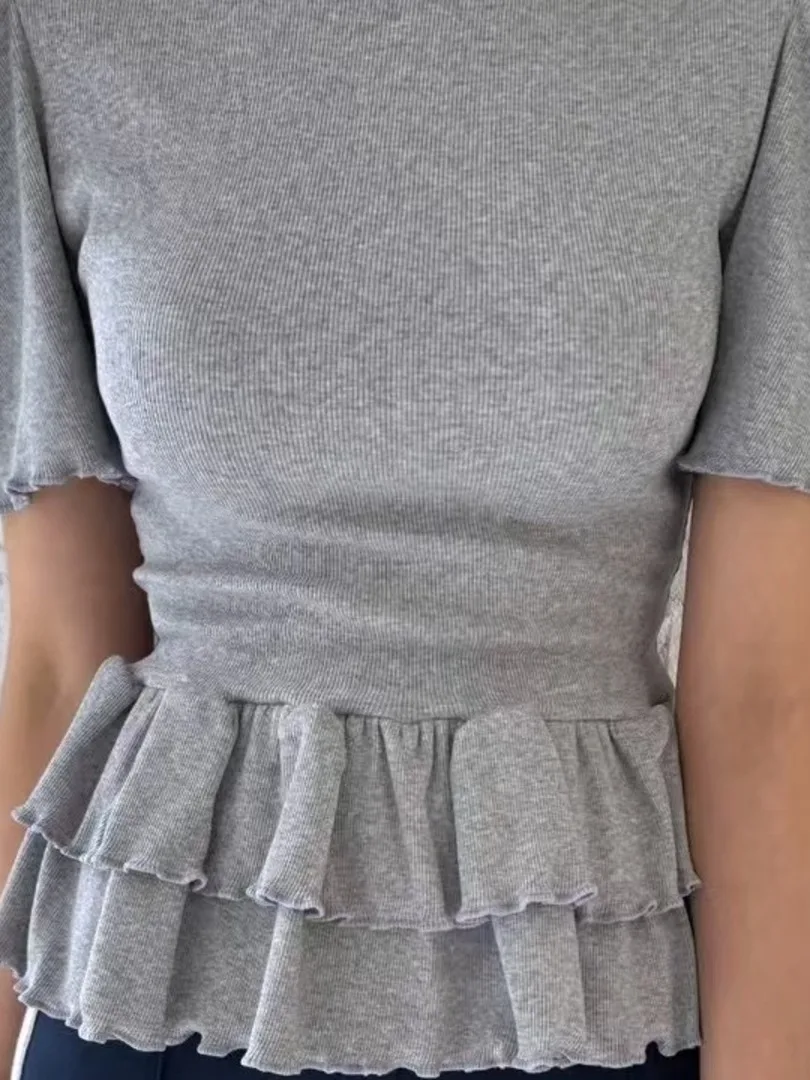 

Облегающая круглая футболка Ne ort Sve, женская футболка Bubble Sve Hemline, универсальный топ Dongda Gate, новинка лета 2022, новое поступление