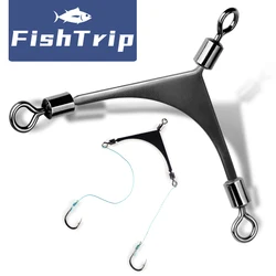 FishTrip 3 Way Swivel Rolling Swivel Fishing Spreader Bar Stainless Steel Fishing Line Break-away Spreader