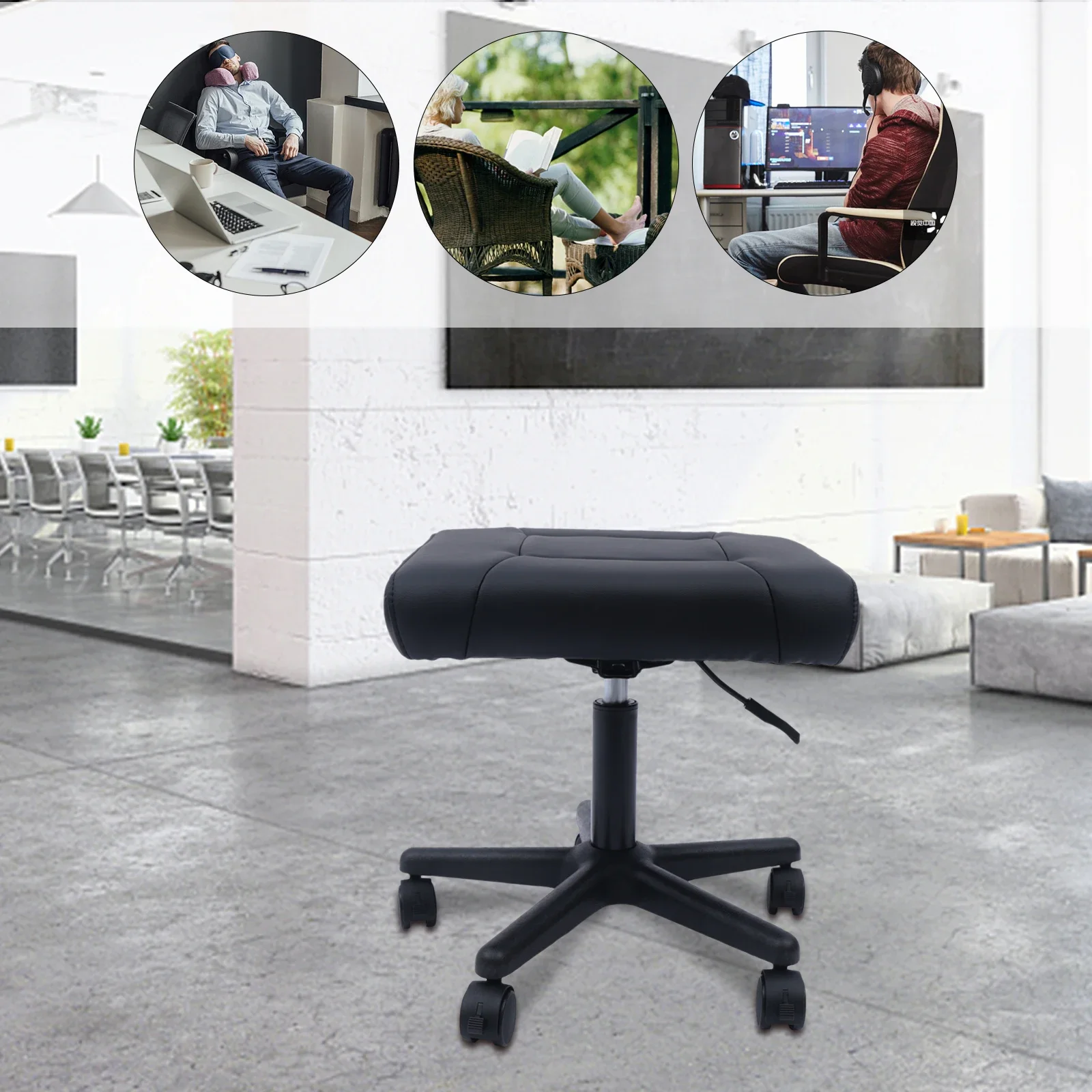 

Office Foot Stool with Wheels, Height Adjustable Rolling Leg Rest Adjustable, Ergonomic Comfort Home Office Foot Stool