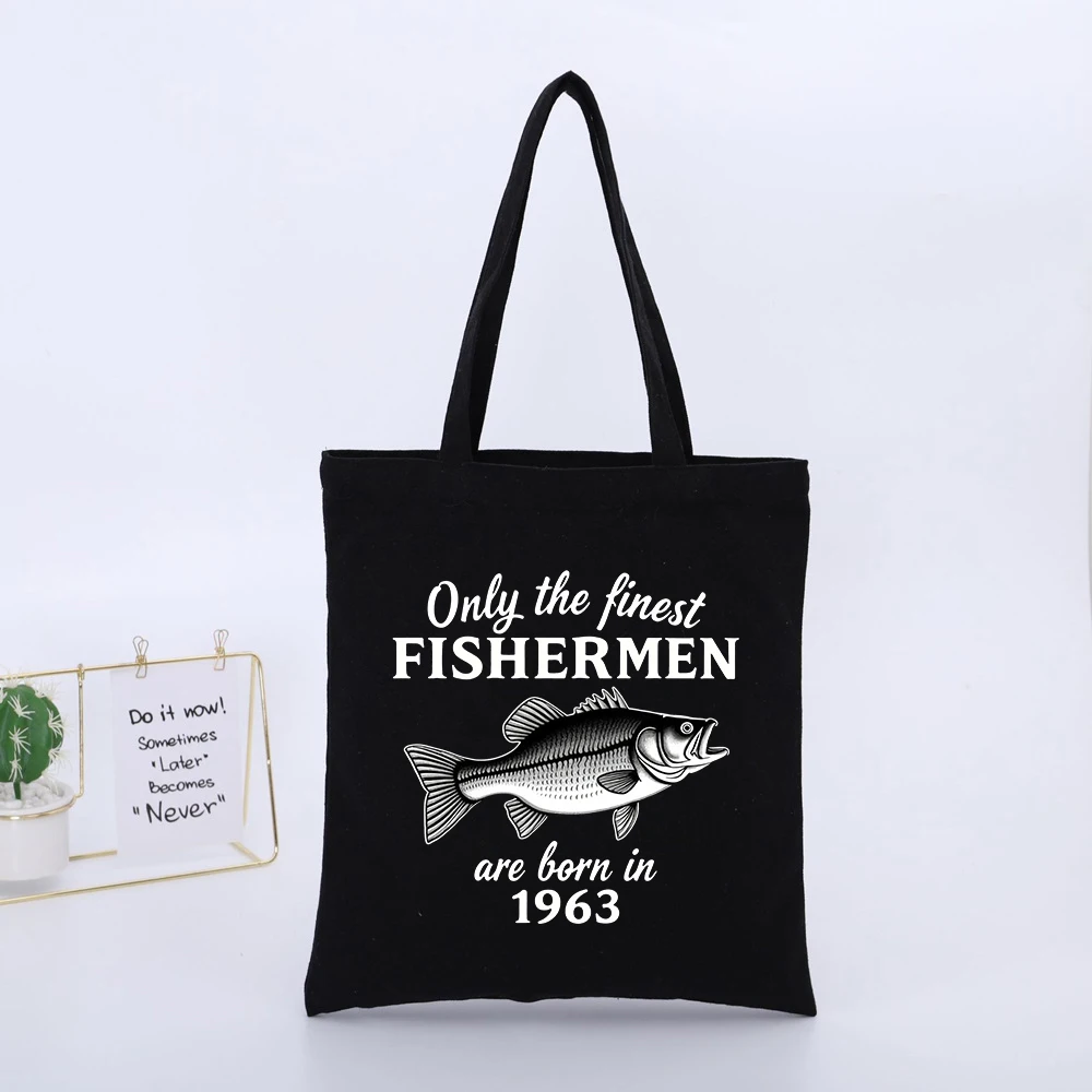 Fish Graphic Canvas Tote Bag with Typography Print, Casual Style for Daily Shopping and Outdoor Use
