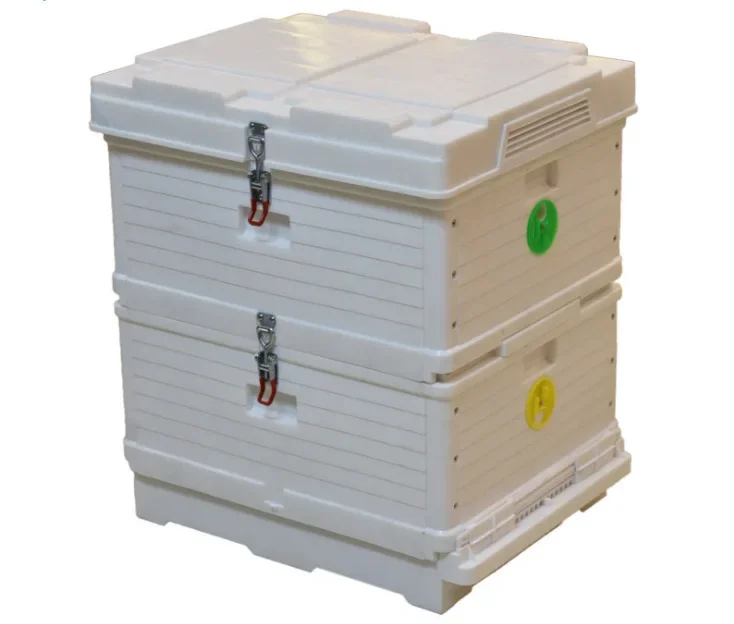 Double Layers Insulation Plastic Beehive, Super Solid Langstroth Beehive 10 Frames Plastic Beehives with Bee Feeders