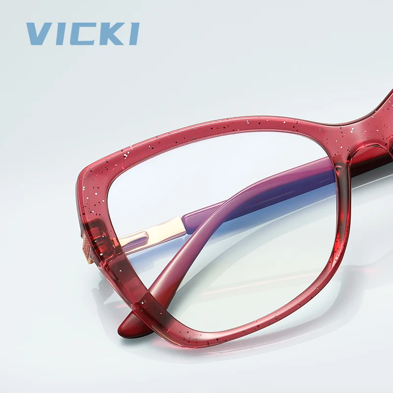 VICKI Fashion Butterfly Glitter Design Women Progressive Multifocal Photochromic Anti Blue-ray Glasses Customizable Prescription