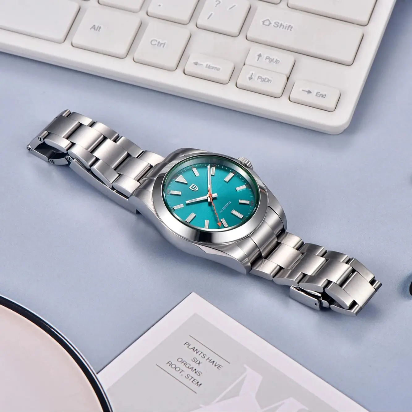 PAGANI DESIGN Green Glass Men's Mechanical Automatic Men AR Sapphire Crystal Stainless thumbnail 3