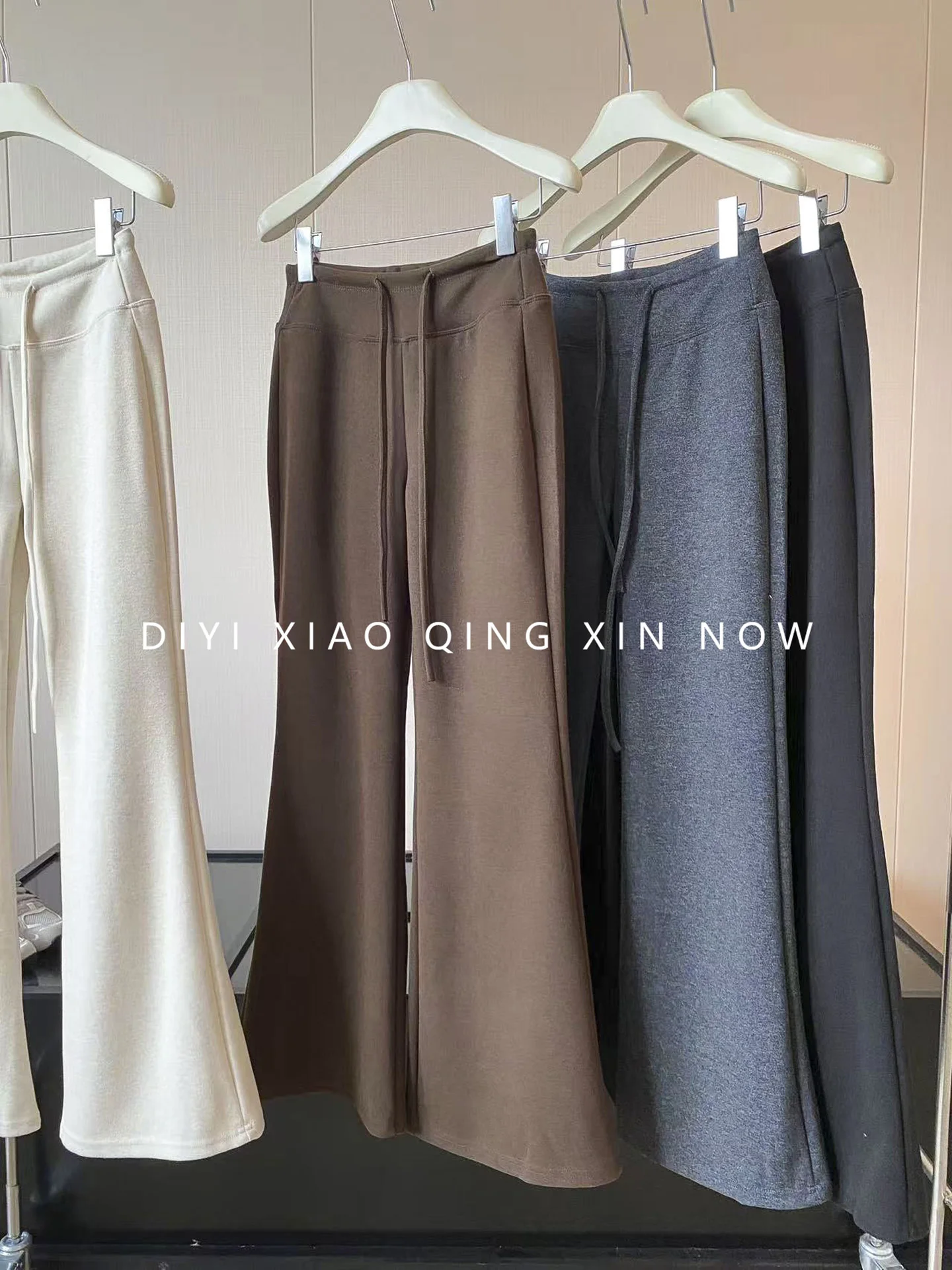 High Waist Drawstring Women's Micro Flared Pants Elastic Bootcut Simulation Hoof Casual Long Trousers Commute Style Polyester...