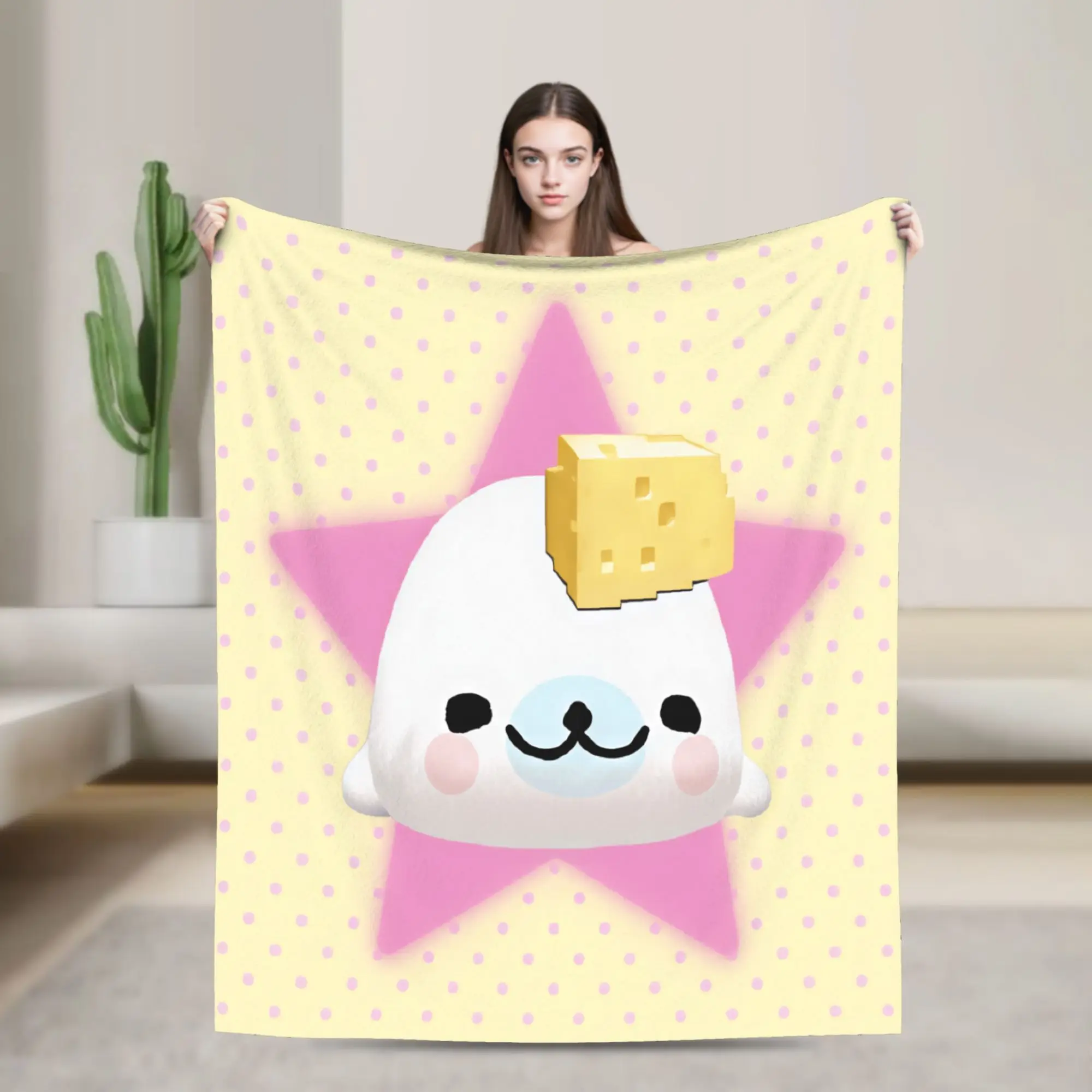Warm Soft BlanketChildren Decorative CUTE M-Mamegoma Seal Throw Blanket  Flannel Bedspread For Couch Chair Fluffy Sofa Bed Cover