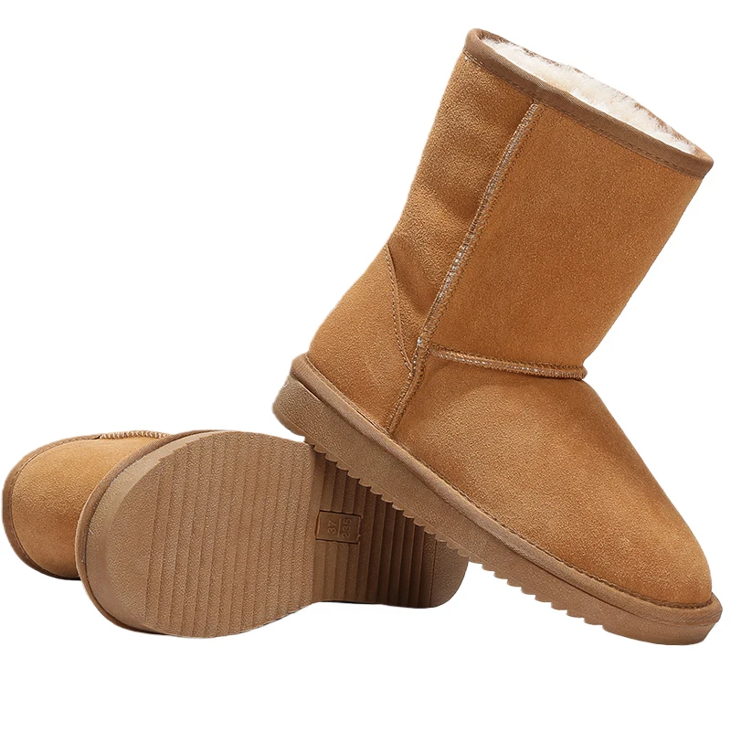 

New Arrival 100% Real Fur Classic Mujer Botas Waterproof Genuine Cowhide Leather Snow Boots Winter Shoes for Women