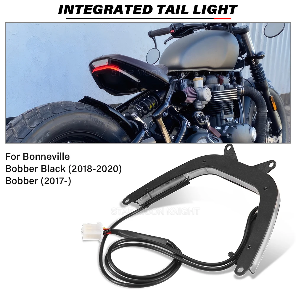 

Motorcycle Rear Tail Light Brake Turn Signals Integrated LED Stop Lamp For Bonneville Bobber (2017-) Bobber Black (2018-2020)