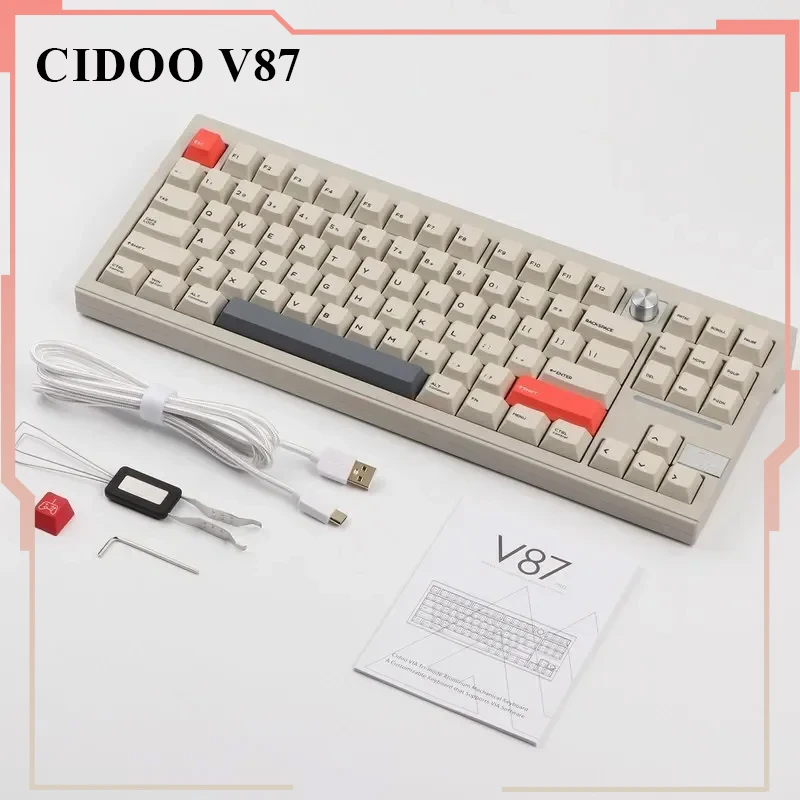 Cidoo V87 Mechanical Keyboard 87 Keys Tri Mode Bluetooth Wireless 2.4g Wired Gasket Rgb Hot Swap Gaming Keyboard Computer Office