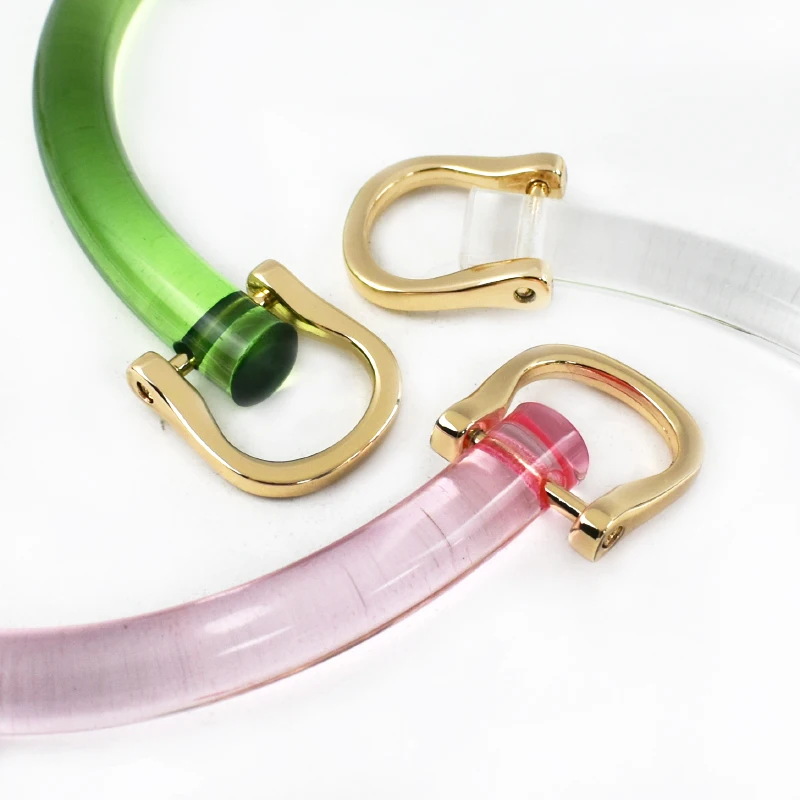 1/2/4Pcs U-shaped Acrylic Transparent Bag Handle Plastic Purse Frame Kiss Clasp Women Handbag Woven-bag Replace Bags Accessories
