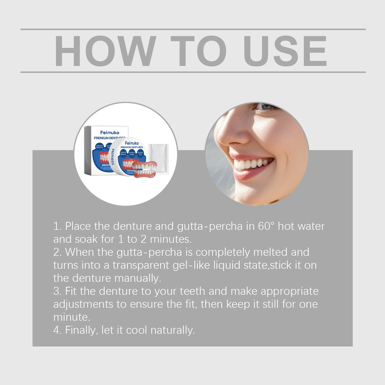 Temporary Denture Kit - Enhance Your Smile with Comfortable, Natural-Looking Fit, Easy Application, and Secure Adhesion