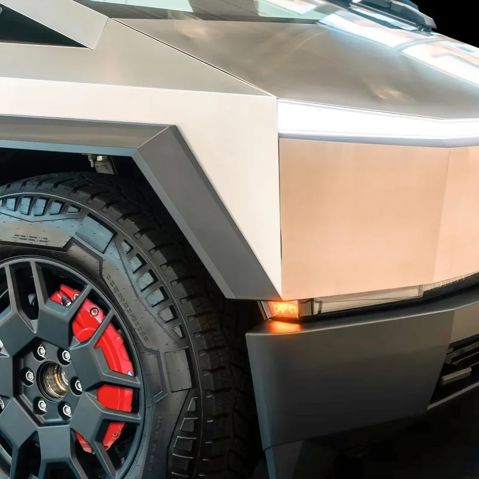 4 قطعة أغطية فرجار الفرامل لـ Tesla Cybertruck 2024-2025 ملحقات تعديل عجلة شاحنة بيك اب أغطية الكسوة الرياضية (أحمر) #4