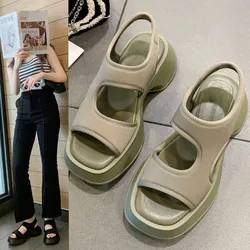 Thick Bottom Ladies Sandals Height Increase Beach Shoes Peep Toe Sandal