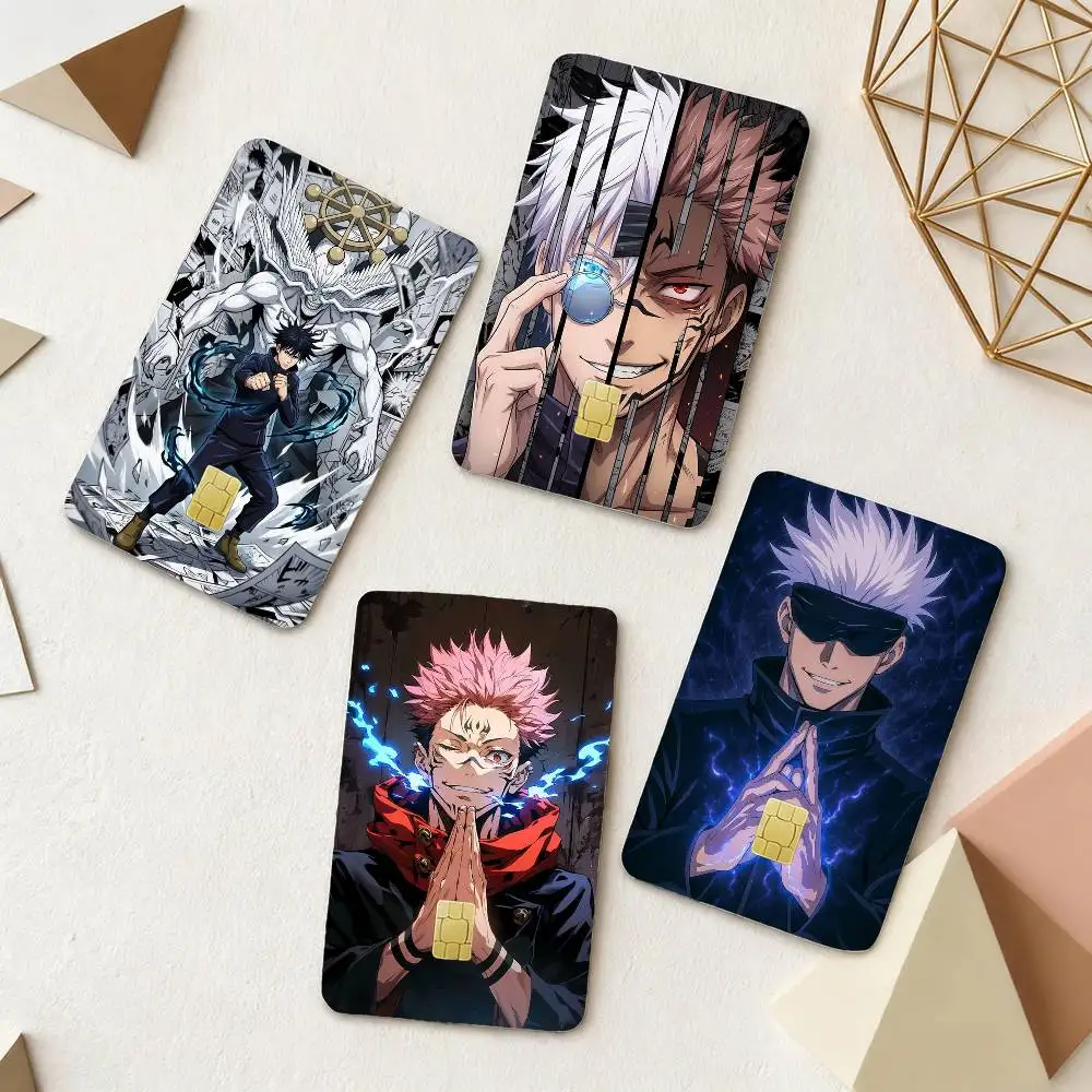 

J-Jujutsu Anime K-Kaisen 4pcs 1Set Card Stickers Small Waterproof Chip 4PCS Card Sticker Anti-Scratch