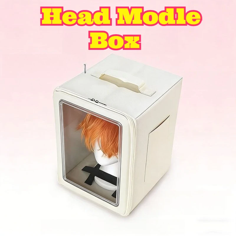 

Cosplay Mannequin Head Storage Box Comic Con Foldable Hanging Portable Handheld Wig Prop Organizer Cute Cartoon Large Capacity