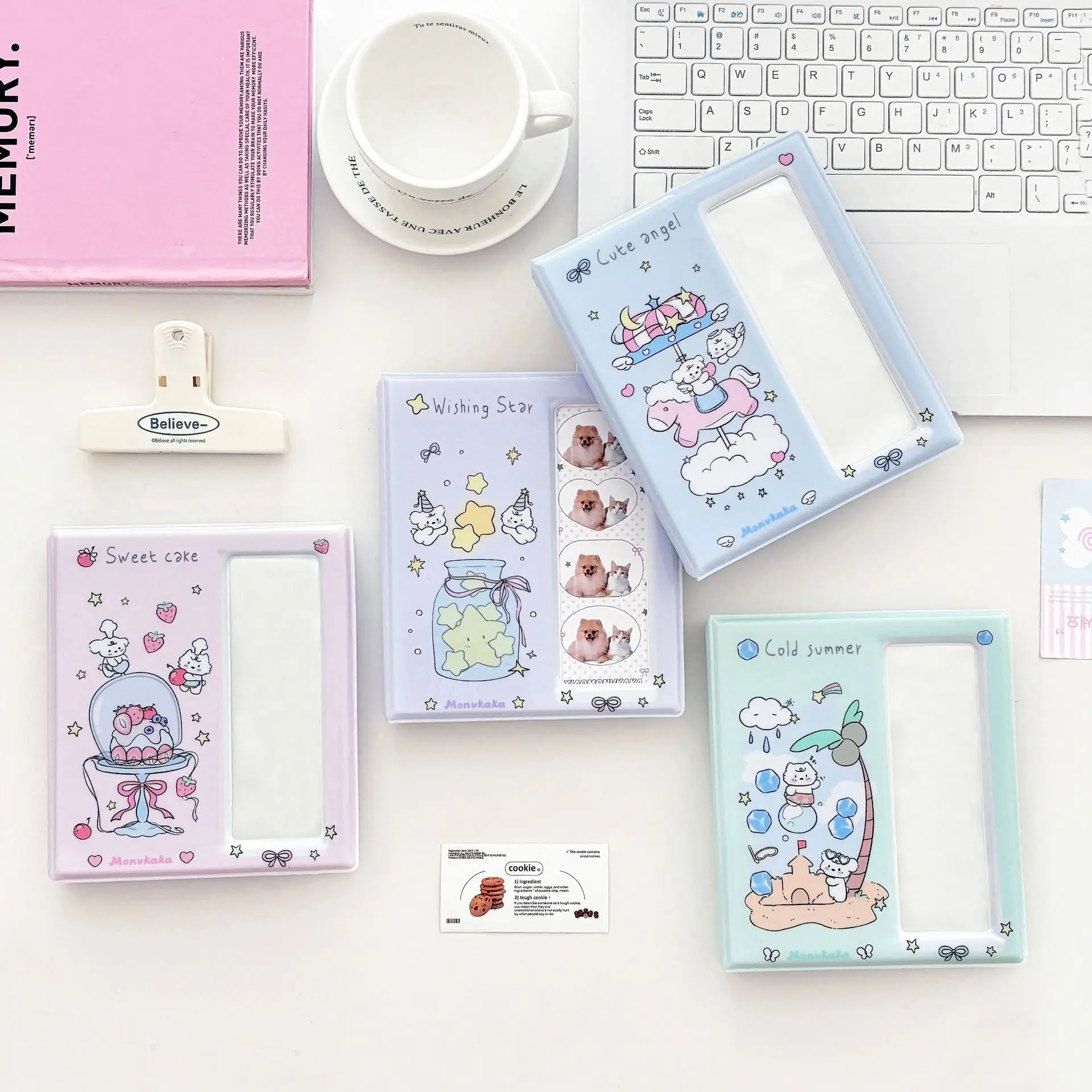 INS نمط لطيف الكرتون ألبوم صغير الحياة 4 قطع بطاقة تخزين كتاب بولارويد أربعة شبكة بطاقة الموثق حامل ملصق الصورة #2