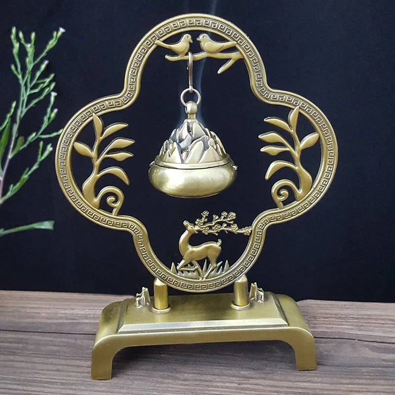 Rising All The Way Alloy Boshan Stove Incense Burner Metal Deer Sandalwood Incense Sticks Holder Household Hanging Cone Censer