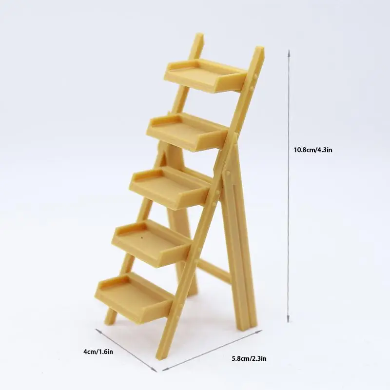 1Pcs DIY 1/12 Dollhouse Furniture Ornament Miniature Ladder Shelf Mini Tiered Shelf Toy Tiny Multi-layer Storage Rack Model view 6