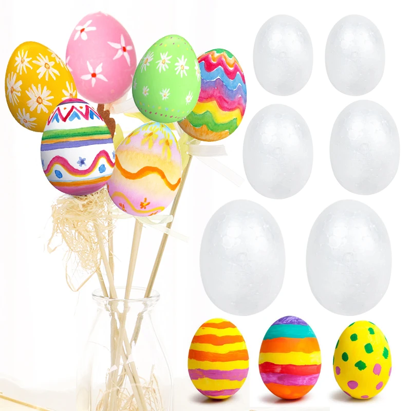 20pcs 3.5-9cm Painting Easter Foam Egg White Polystyrene Styrofoam Foam Egg Ball For Home Happy Eatser Party Decor DIY Kids Gift