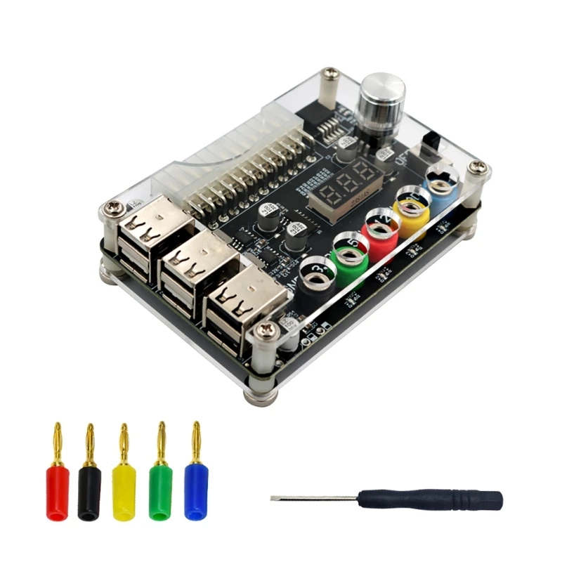 

6xUSB ATX24P Power Supply Board and Acrylic Case Supports 3.3V, 5V, 12V