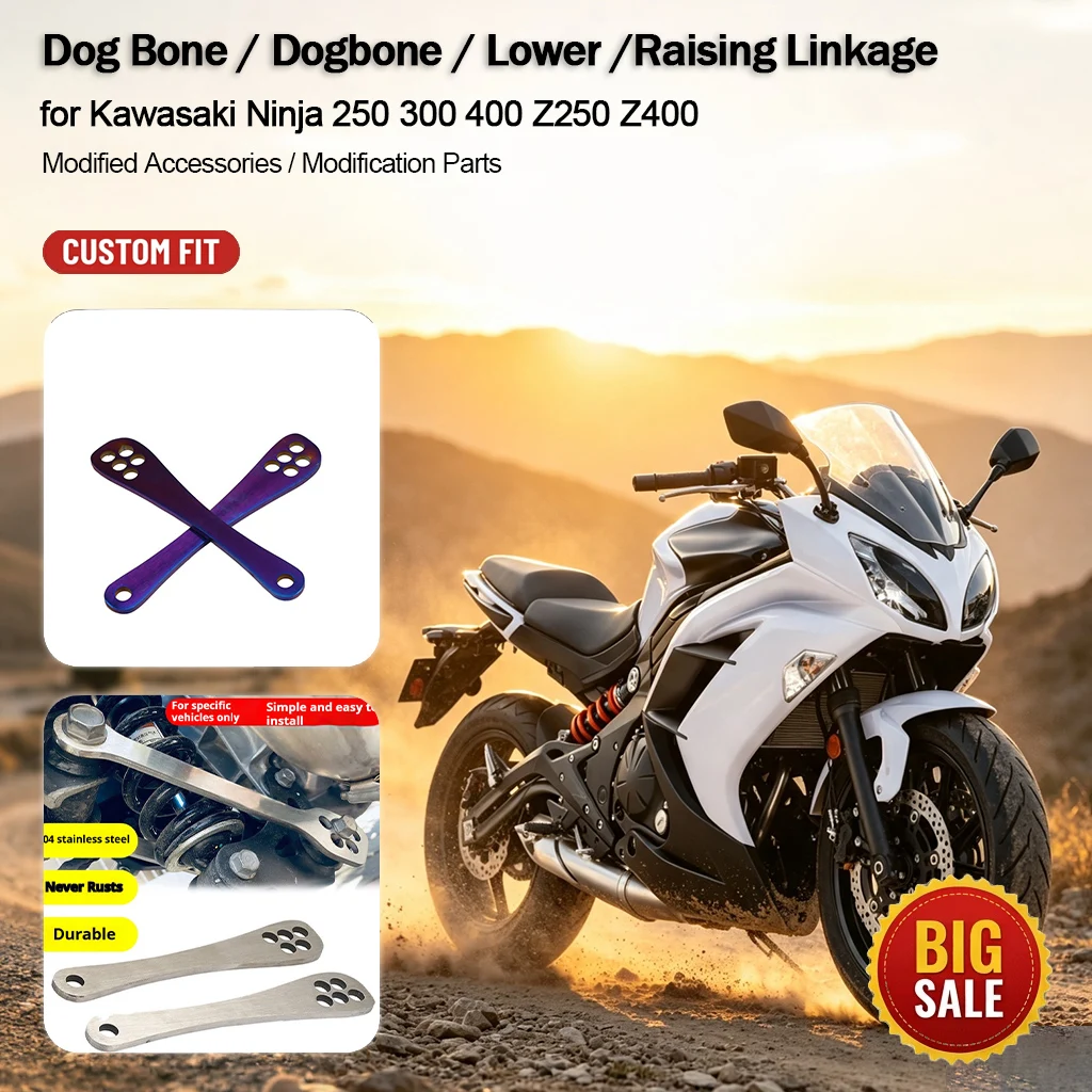 Stainless Steel Lowering & Raising Dog Bone Suspension Link Kit for Kawasaki Ninja250 300 400 Z250 Z400 Motorcycle Modified Part