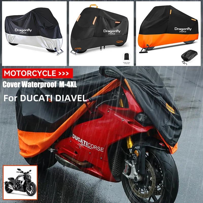 Dragonfly Motorcycle Waterproof Cover For DUCATI DIAVEL 2011-2015 XDiavel S Diavel 1260 1200 All Season Dustproof UV Protective