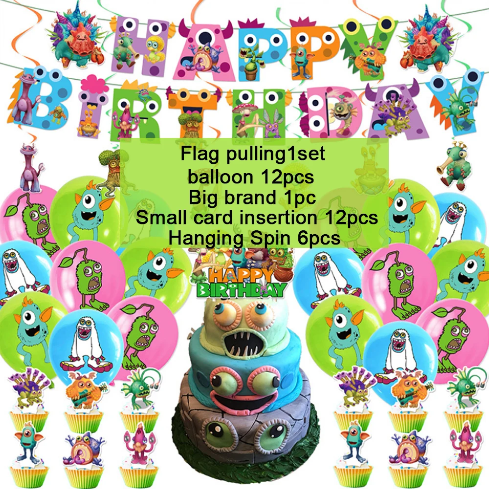 My Singing Monsters Theme Gamer Birthday Party Decorations Kid Favor Gift Disposable Tableware Cups Plates Baby Shower Supplies