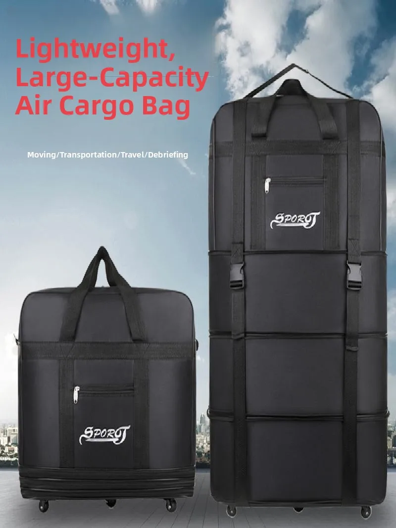 Bolsa de Lona Resistente y Dura para Viajes en Avión, an Capacidad, para Mudanzas y Viajes, con Ruedas y Asa Extensible...
