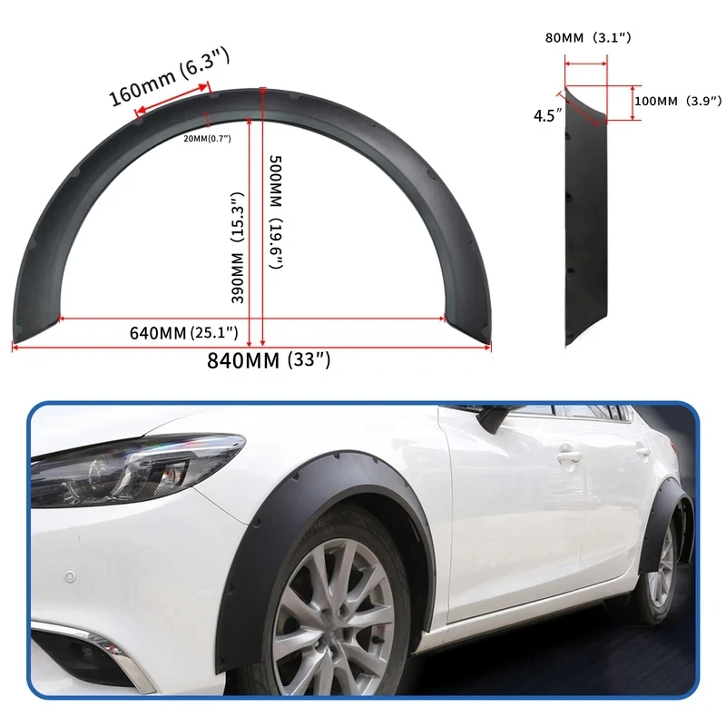 Premium 4X 4.5" Extra Wide Fender Flares Wheel Arches Exterior Mod Part For Accord Civic 4