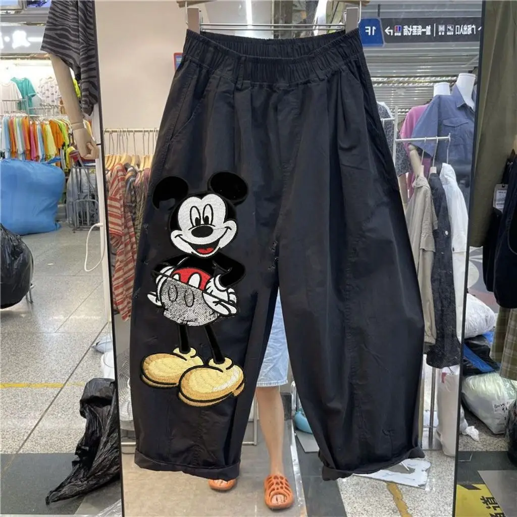 

Cartoon Pattern Elastic Waist Fce Lined Joggers Trendy Anti Aging Loose Versatile Spor Casual Pants for Women