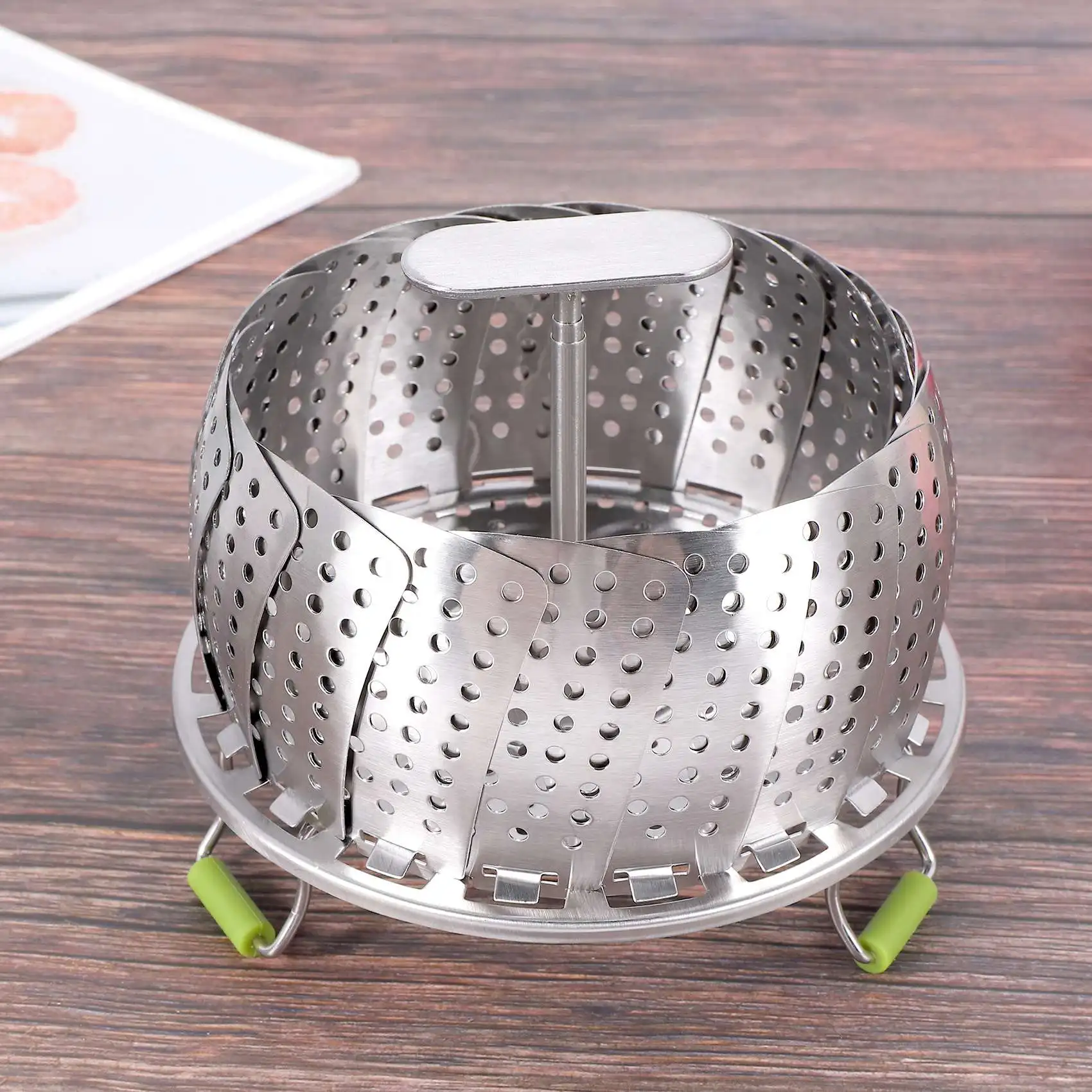 Rtyuyu Stainless Steel Folding Vegetable Steamer Basket,Insert for Cooking Food,Expandable to Fit Various Size Pot(5.1-9Inch)