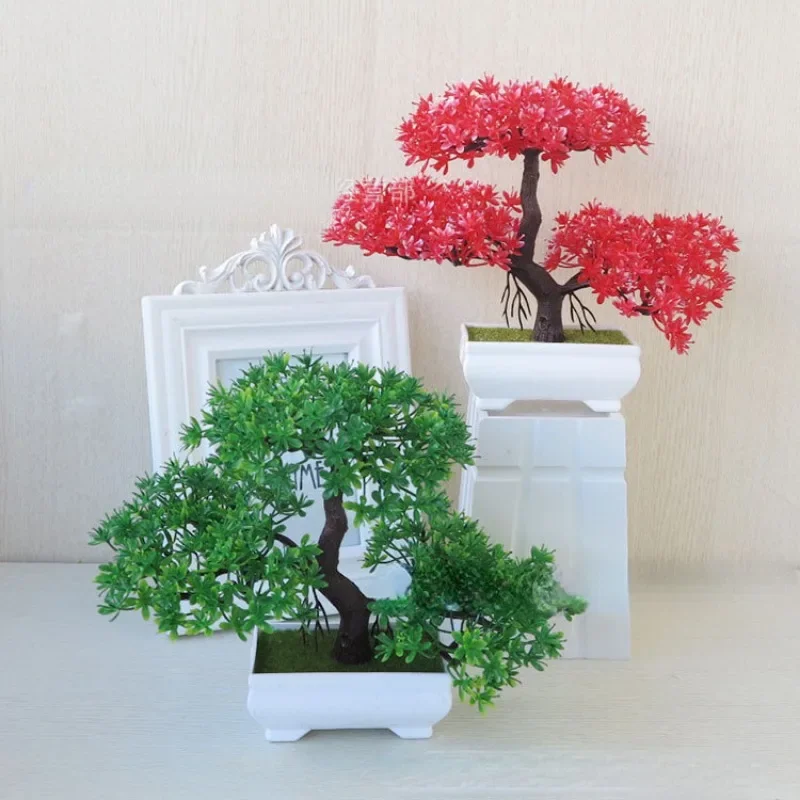 

Artificial Plastic Plants Bonsai Small Tree Pot Fake Plant Potted Flower Home Room Table Decoration Garden Arrangement Ornaments