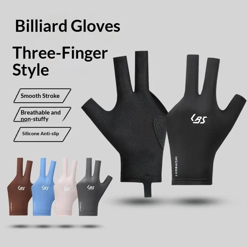 Gants de billard antidérapants pour droitiers et gauchers, 1 pièce, design à trois doigts ouverts pour un contrôle stable du queue