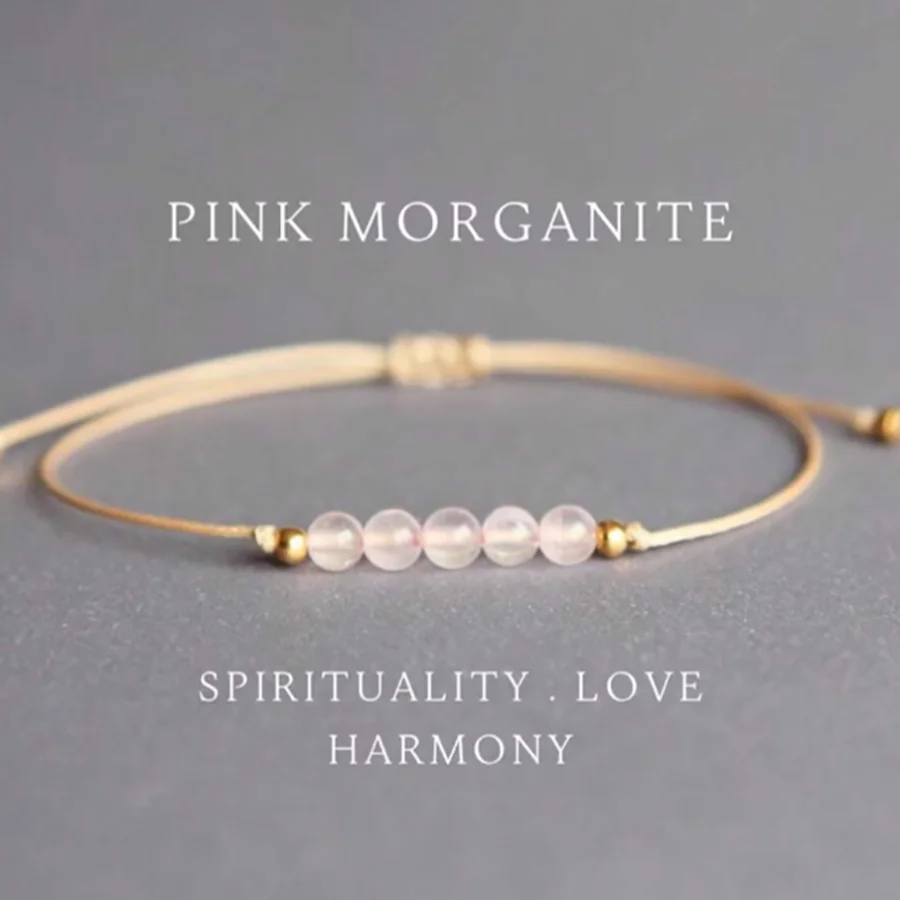 Pulseras de cuarzo rosa para mujer, brazaletes de cuentas de la suerte, joyería de piedra natural ajustable, regalo para mamá y hermana
