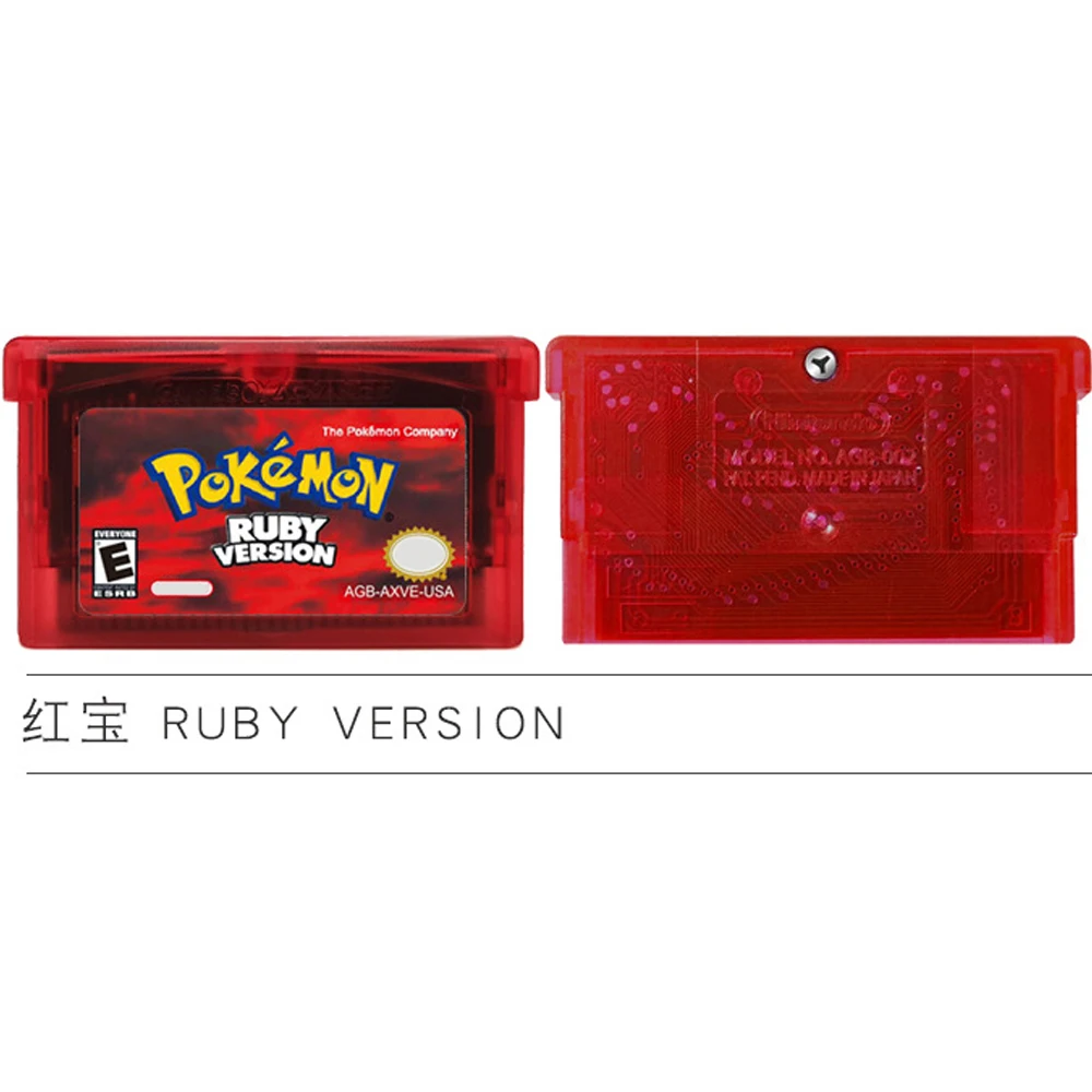 Pokemon GBA Series 32-bit Video Game Cartridge Console Card Pokemon Emerald FireRed LeafGreen Ruby Sapphire Multi-language