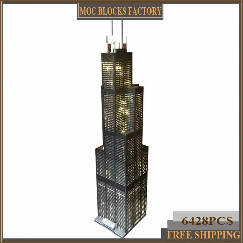 Willis Tower Model Moc Building Bricks Chicago Urban Street View Technology Modular Blocks Gift Christmas Toys DIY Sets Assembly