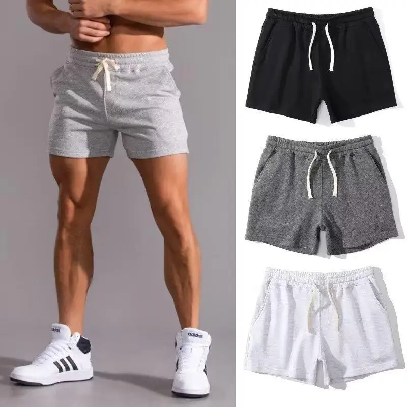 2025american Sports Shorts Men's Quarter Single-layer Summer Thin Training Fitness Solid Color Retro Breathable Loose Knee Pants