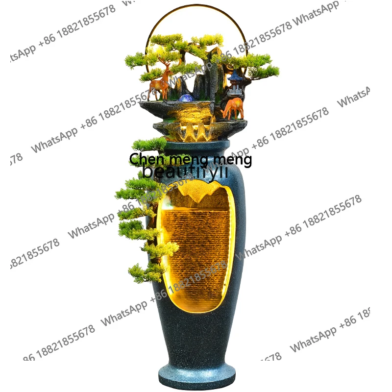 

Living room rockery fountain company opening gifts, flowing water ornaments cycle to make money Feng Shui wheel landing H