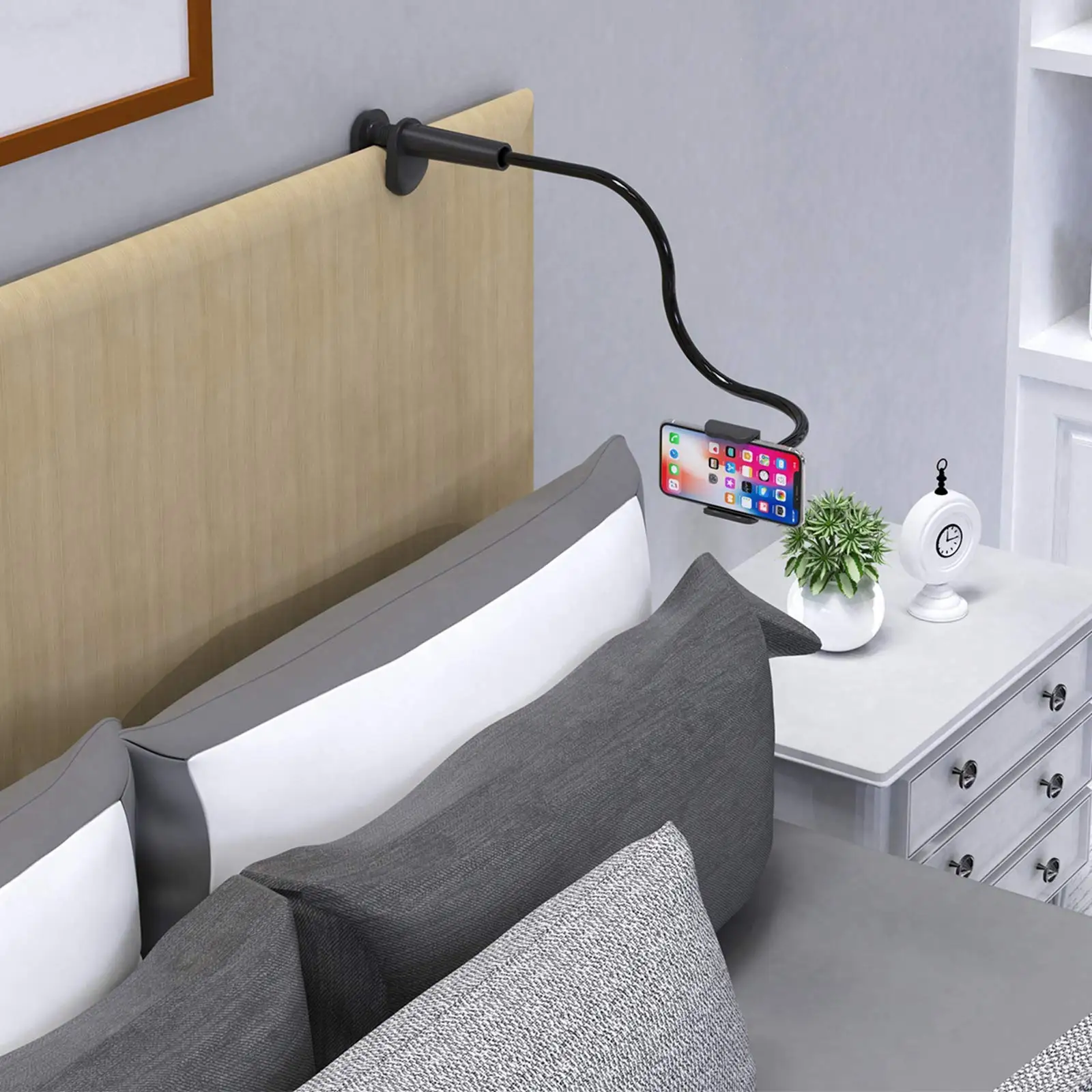 Phone Holder Bed Gooseneck Mount Flexible Arm 360 Mount Clip Adjustable Bracket Clamp Stand for IPhone 14 Pro XS Max XR Samsung