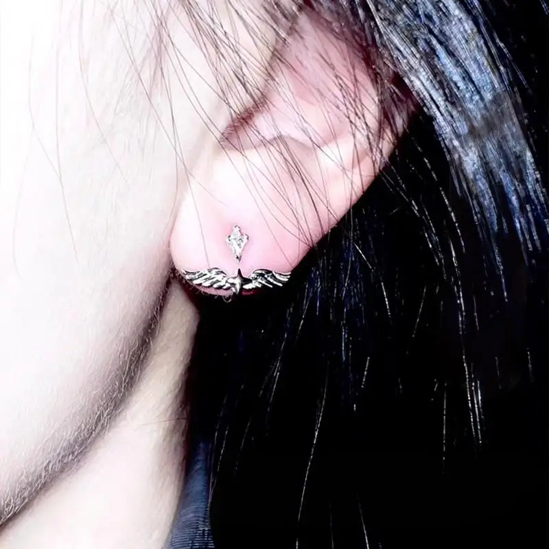 1Pcs Creative Angel Wings Earring Y2K Cool Rear Hanging Earring For Women Fashionable Detachable Jewelry Accessory Gift