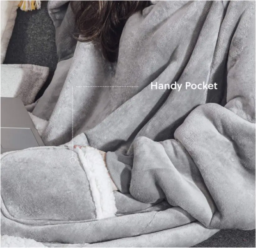 Winter Hoodies Sweatshirt Thick Warm Fleece Giant TV Oversized Wearable Blanket with Flannel Sleeves Hooded Blanket