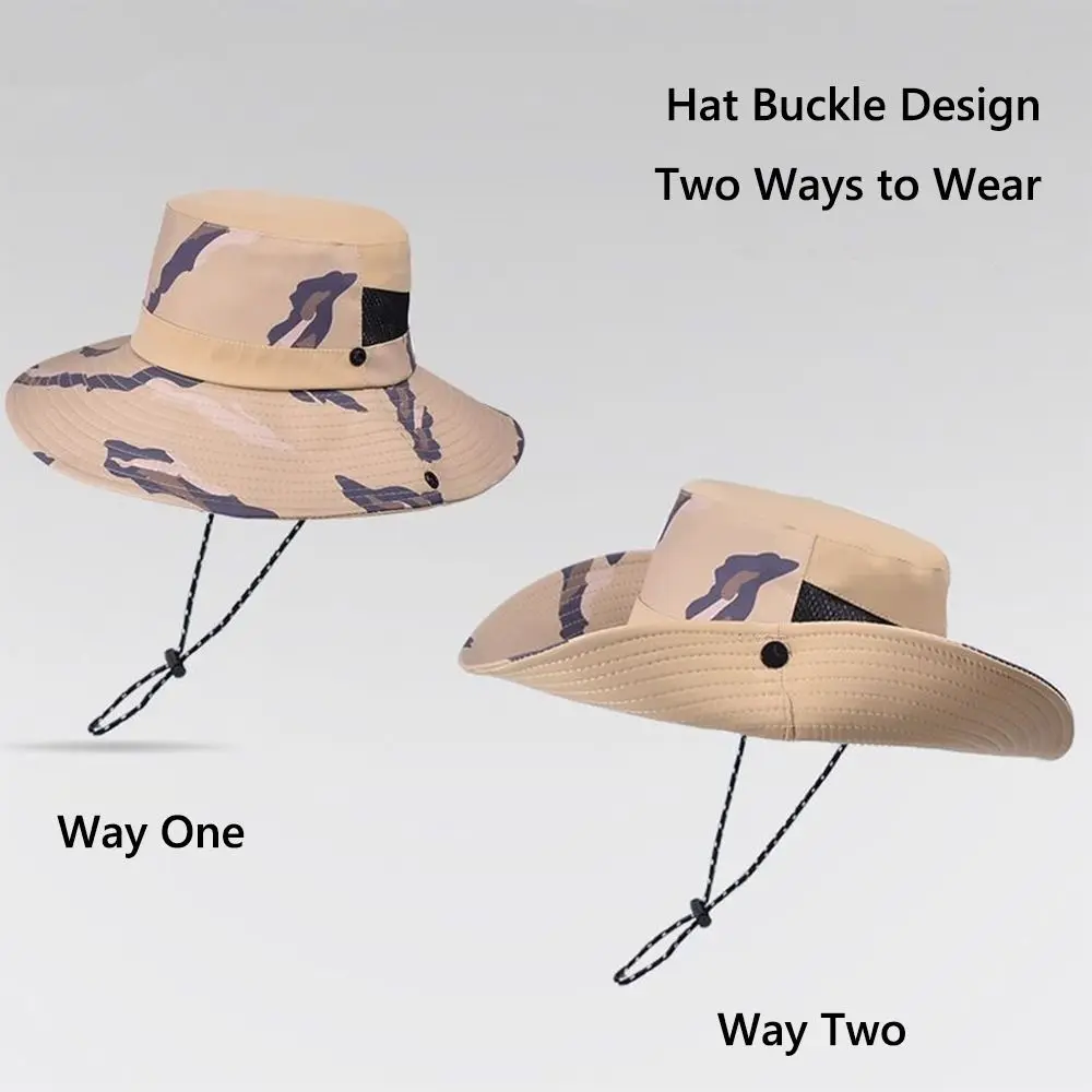 Summer Breathable Men's Sun Hat Hiking Fishing Two Ways to Wear Women's Fisherman Hat Wide Brim Sunshade Jungle Cap