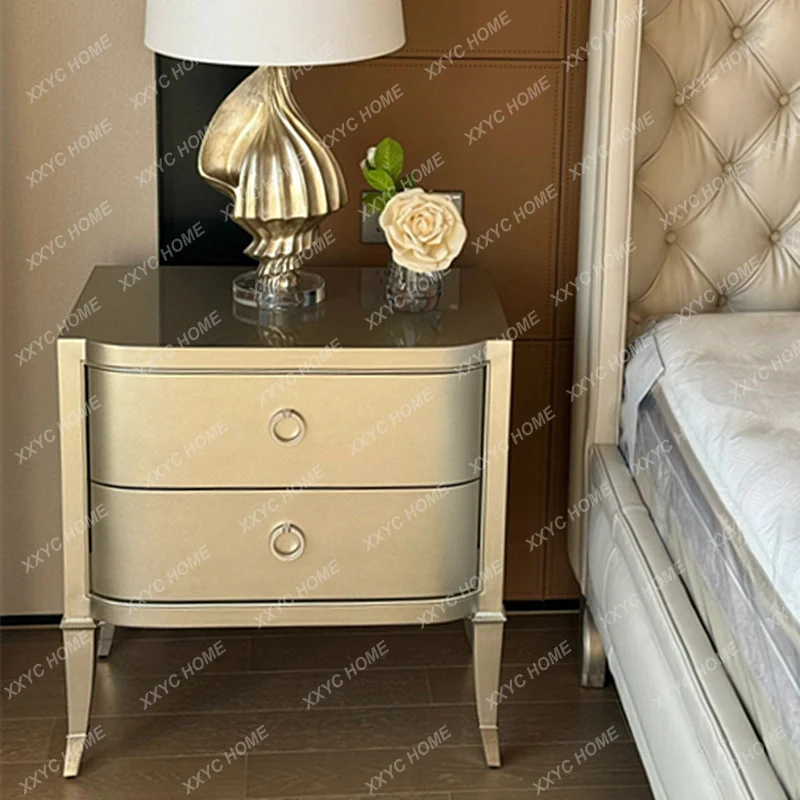 XX waiting bedside table light luxury  simple solid wood bedroom storage decorative bedside table