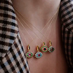 Vintage Enamel Colorful Evil Eye Pendant Necklace for Women Dainty Crystal Eyes Choker Necklaces Turkey Statement Jewelry Gifts