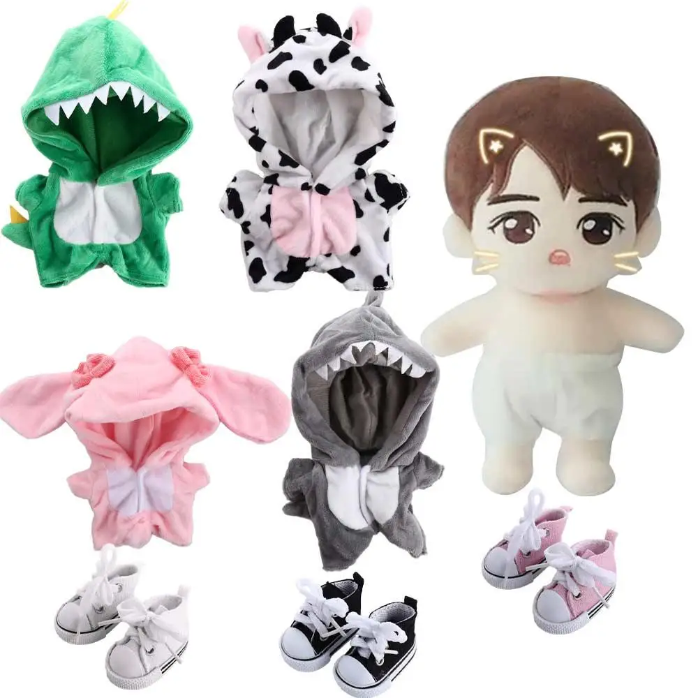 DIY Toys 20cm Jumpsuit Korea Kpop Cartoon Canvas Shoes Doll Clothes Idol Doll Clothes Animal Doll Clothes Plush Doll Clothes