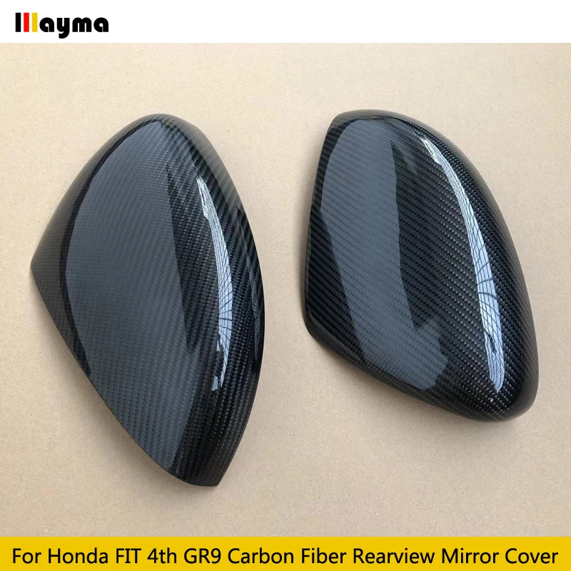 Car Rearview Mirror Carbon Fiber Stick Up Type Decorative Covers Fit For Honda FIT JAZZ GR9