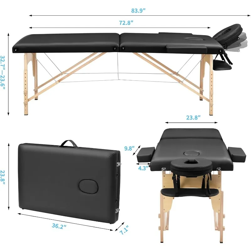 Mesa de masaje cama de pestañas portátil: Cama de spa plegable para terapia física, cama de tatuaje esteticista